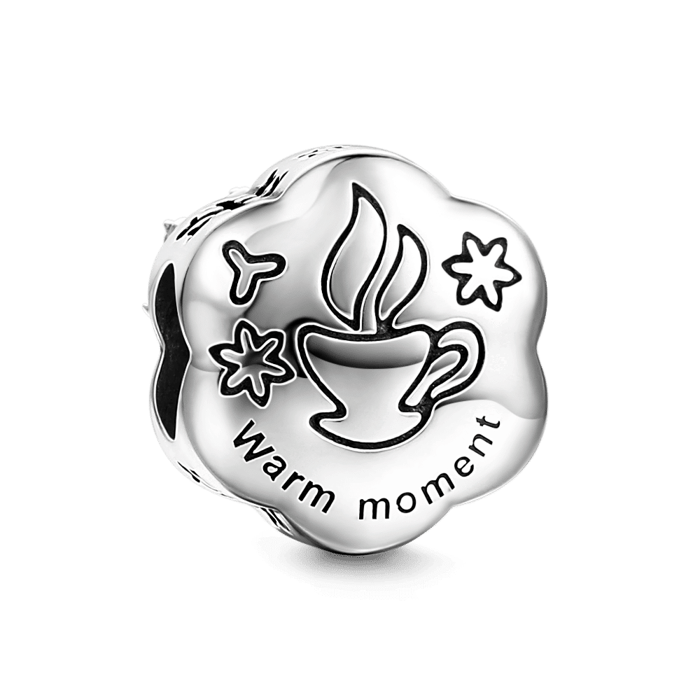 Snow in Blue Sky Silver Charm with Swarovski Crystal - 