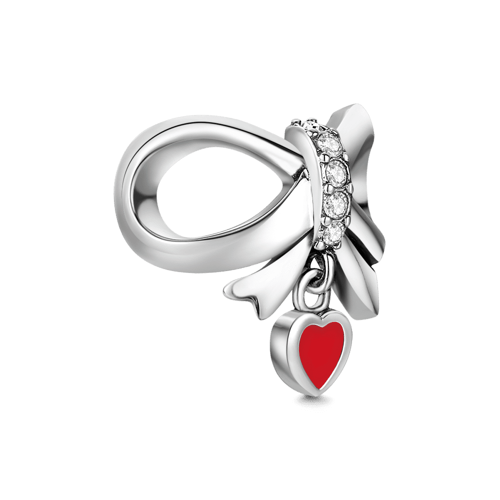 Silver Bowknot Charm with Swarovski Crystal - soufeelus