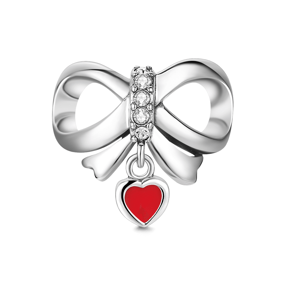 Silver Bowknot Charm with Swarovski Crystal - soufeelus