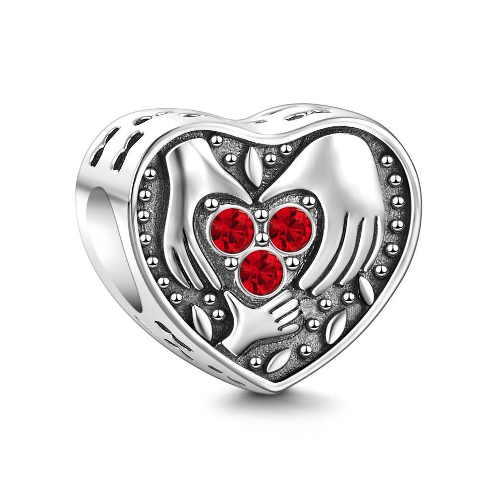 A Loving Family Heart-shaped Sliver Swarovski Charm - soufeelus
