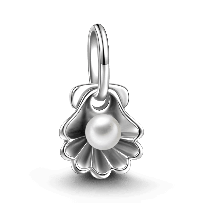 Pearl and Shell Dangle Charm Silver - soufeelus