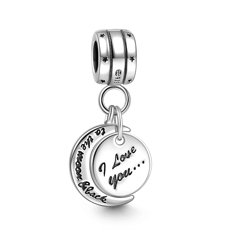 I Love You to the Moon and Back Dangle Charm Silver - soufeelus