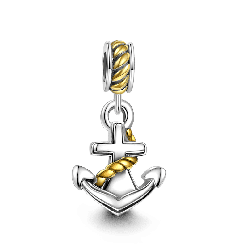 Anchor Dangle Charm 14k Gold Plated Silver - 