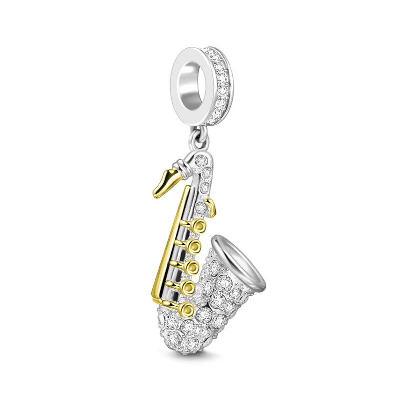 Saxophone Charm 18k Gold Plated Silver - 