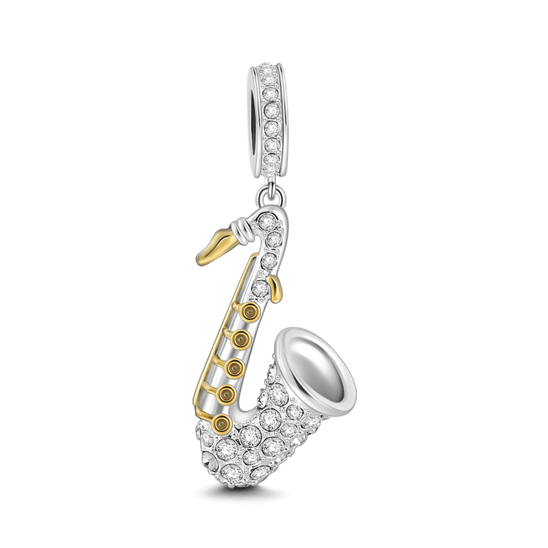 Saxophone Charm 18k Gold Plated Silver - 