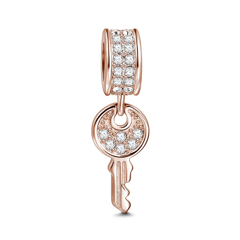 Moon Key Charm Rose Gold Plated Silver - soufeelus
