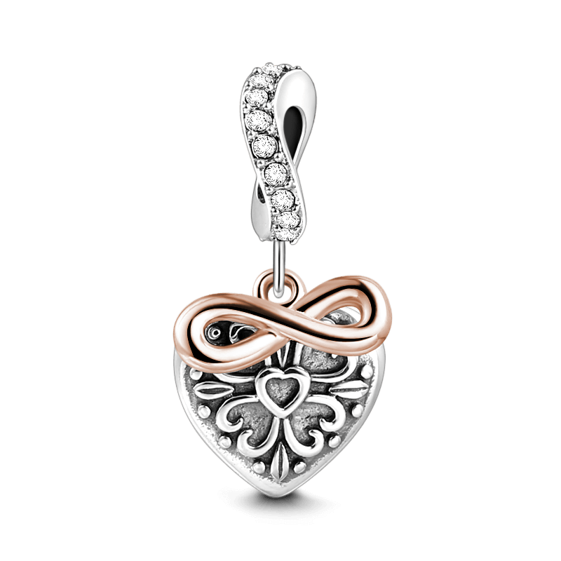 Infinity Blooming Heart Charm Rose Gold Plated Silver - soufeelus