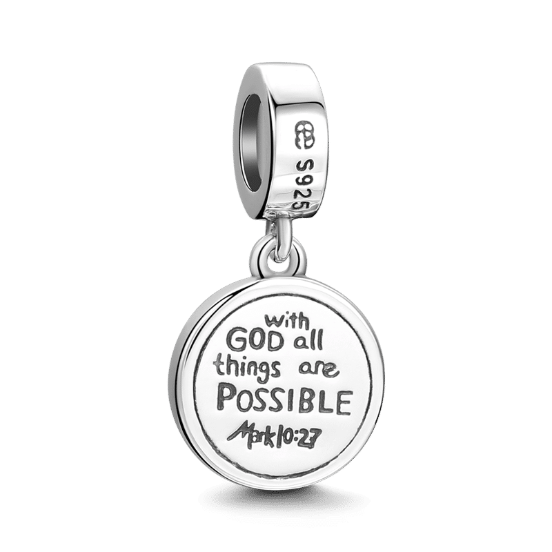 With God All Things are Possible Charm 14k Gold Plated Silver - 
