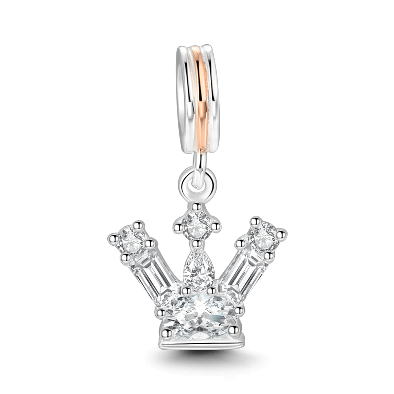 Crystal Crown Rose Gold Plated Charm Silver - soufeelus