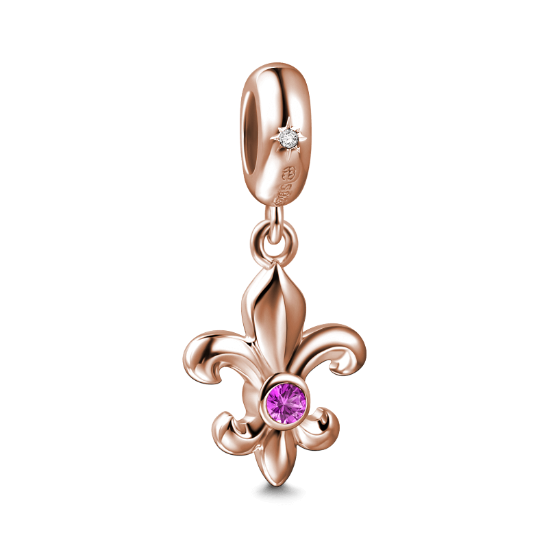 Fleur-de-lis Charm Rose Gold Plated Silver - soufeelus