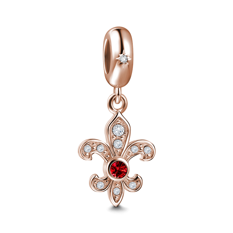 Fleur-de-lis Charm Rose Gold Plated Silver - soufeelus