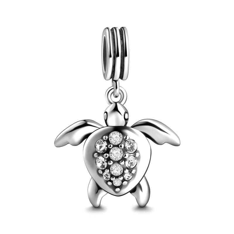 Sea Turtle Dangle Charm Silver - soufeelus