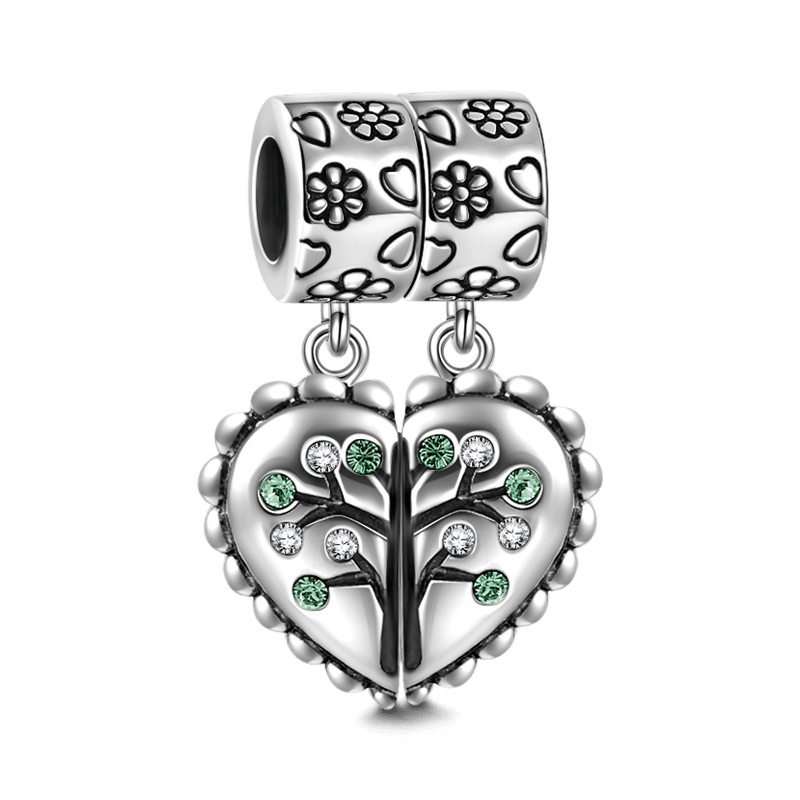 Mother and Daughter in Family Tree Dangle Charm Silver - soufeelus