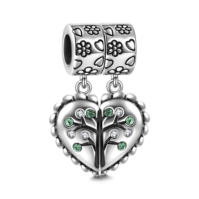 Mother and Daughter in Family Tree Dangle Charm Silver - 