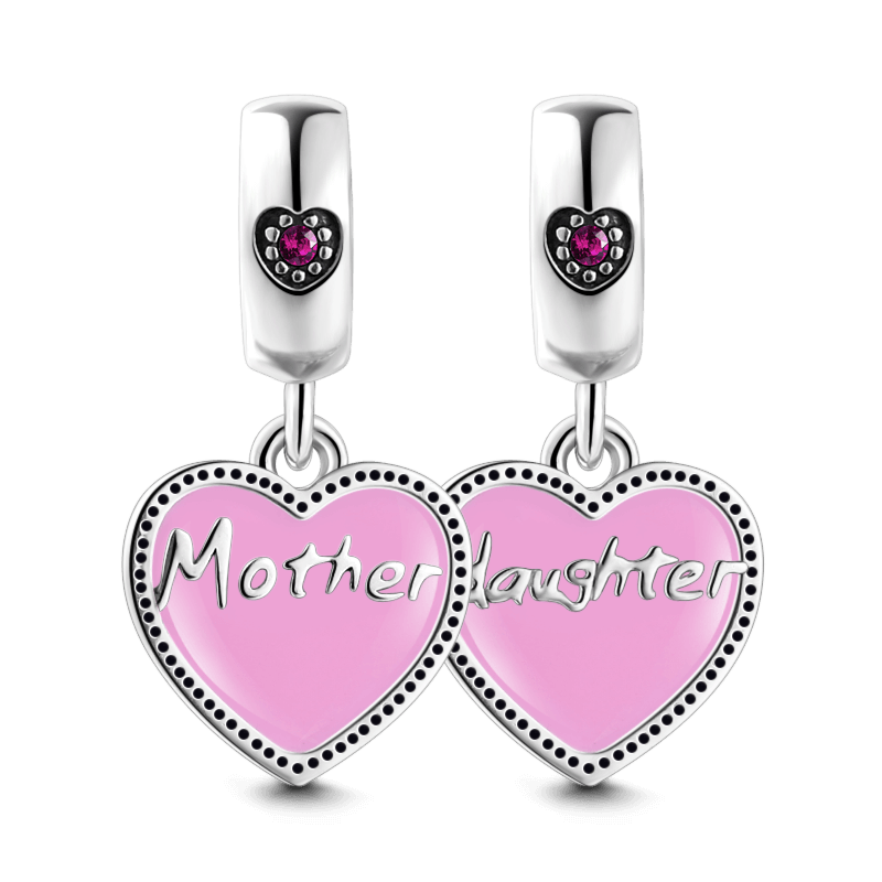 Mother Love Daughter Dangle Charm Silver - 