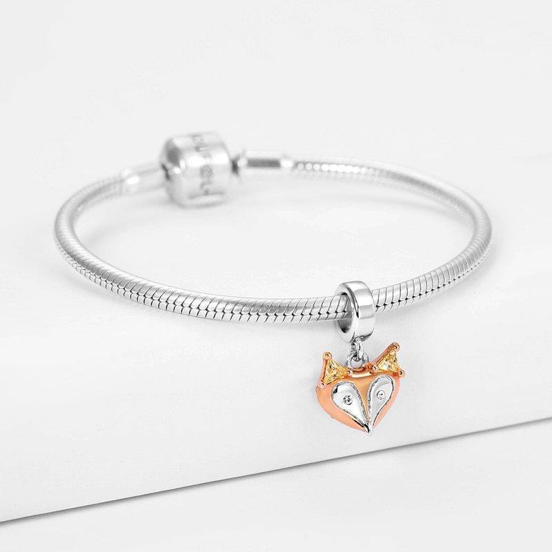 Fox Dangle Charm Rose Gold Plated Silver - soufeelus