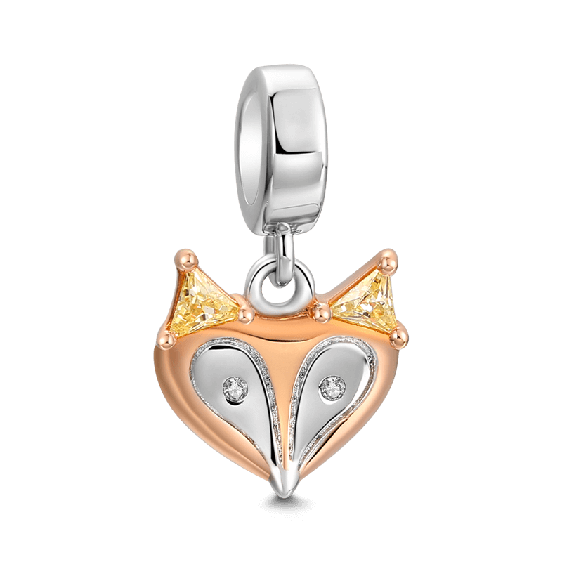 Fox Dangle Charm Rose Gold Plated Silver - soufeelus