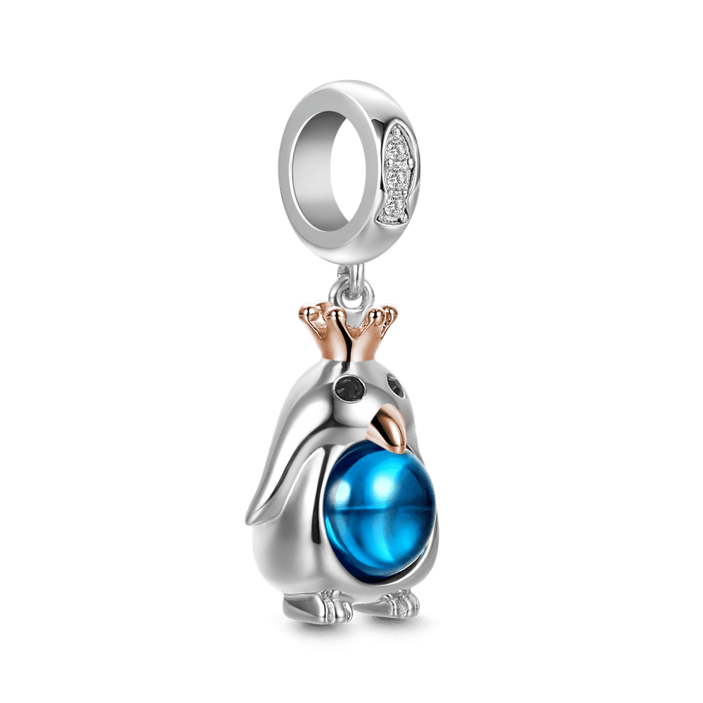 Penguin Dangle Charm Rose Gold Plated Silver - soufeelus