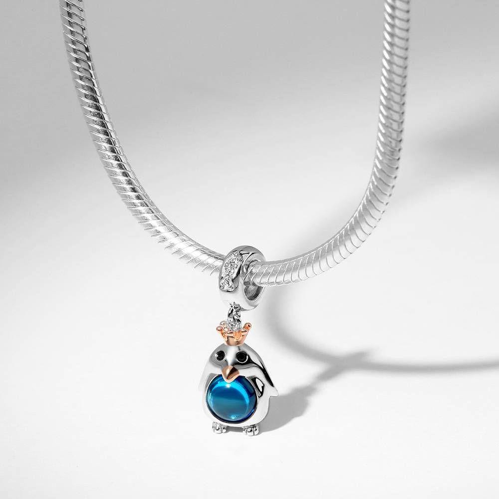 Penguin Dangle Charm Rose Gold Plated Silver - soufeelus