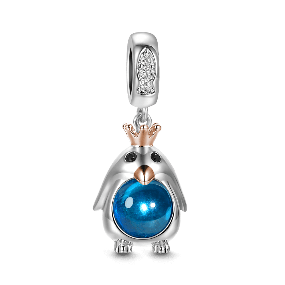 Penguin Dangle Charm Rose Gold Plated Silver - soufeelus