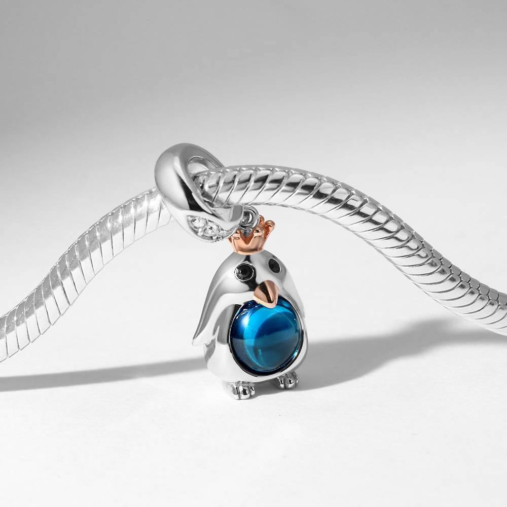 Penguin Dangle Charm Rose Gold Plated Silver - soufeelus