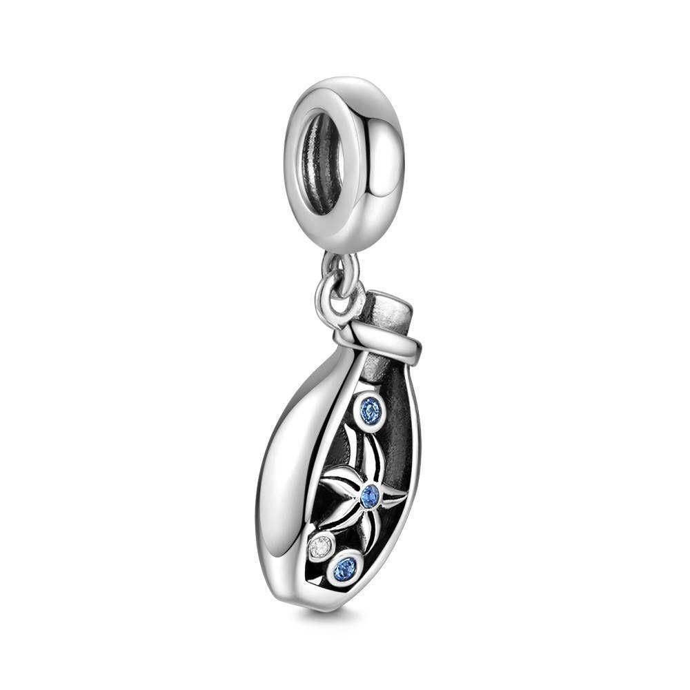 Wishing Bottle Charm  Blue Silver - soufeelus