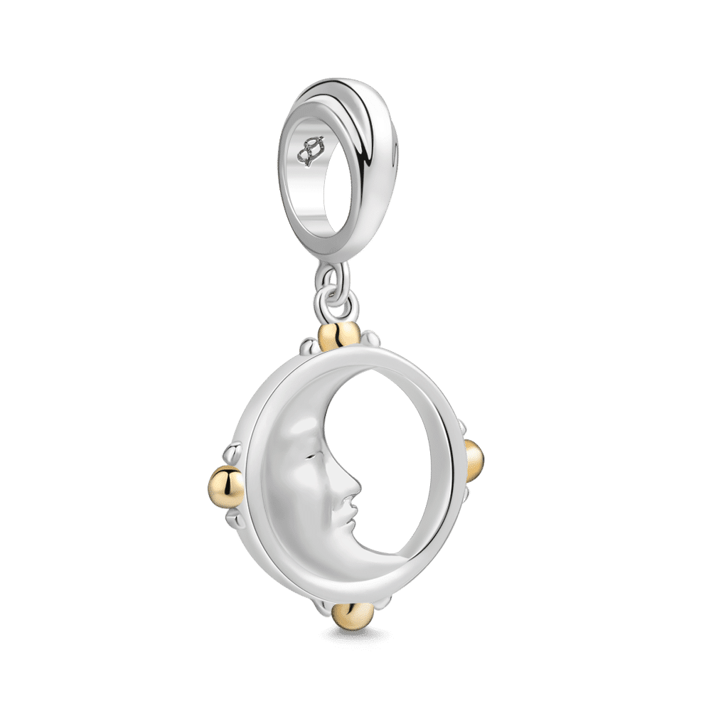 Buddha Face Dangle Charm 14k Gold Plated Silver - 