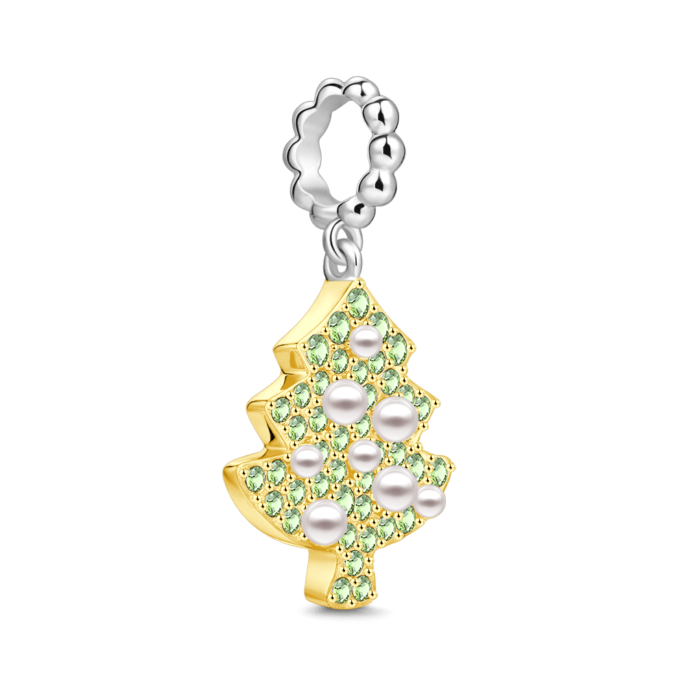 Swarovski Crystal Christmas Tree Charm Platinum Plated Silver - 