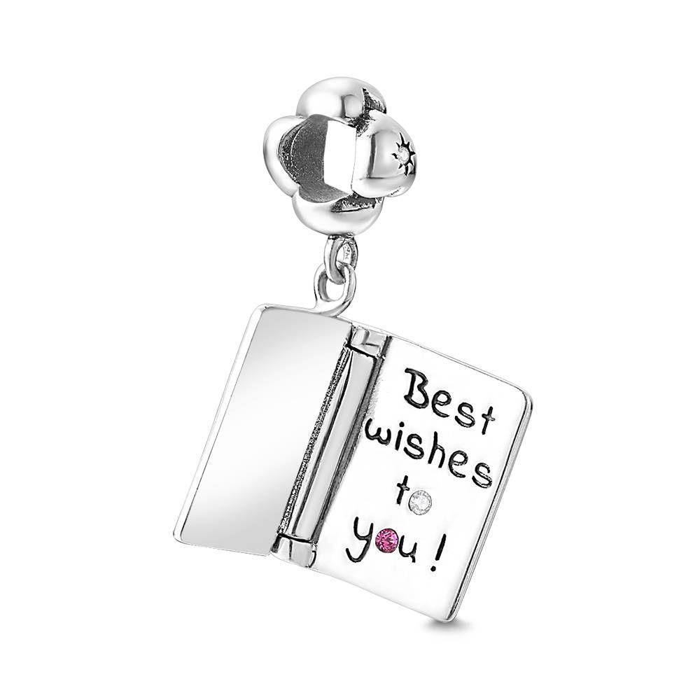 Blessing Greeting Card Charm Silver Swarovski Crystal - 