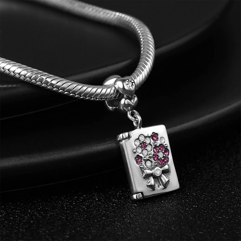 Blessing Greeting Card Charm Silver Swarovski Crystal -