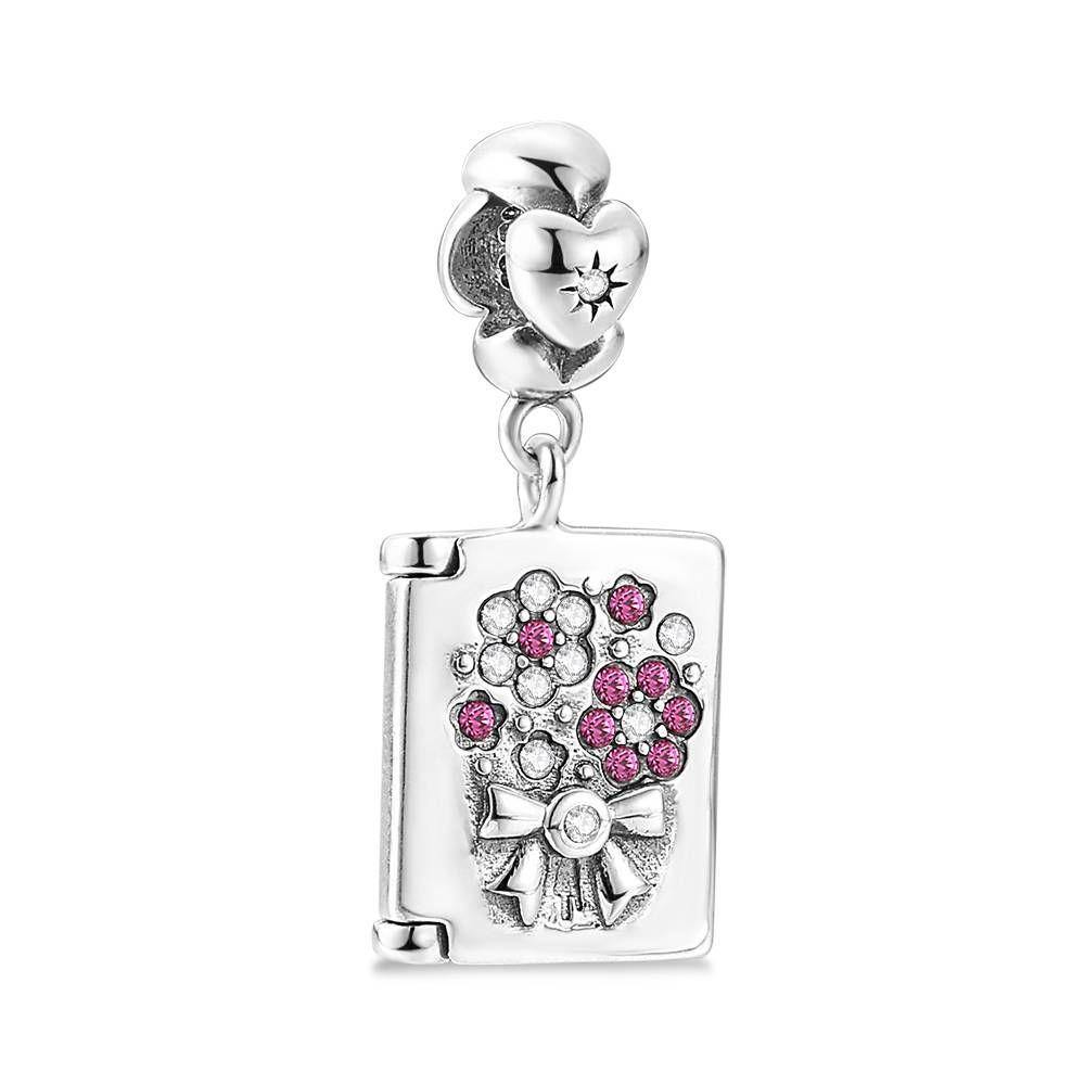 Blessing Greeting Card Charm Silver Swarovski Crystal - 