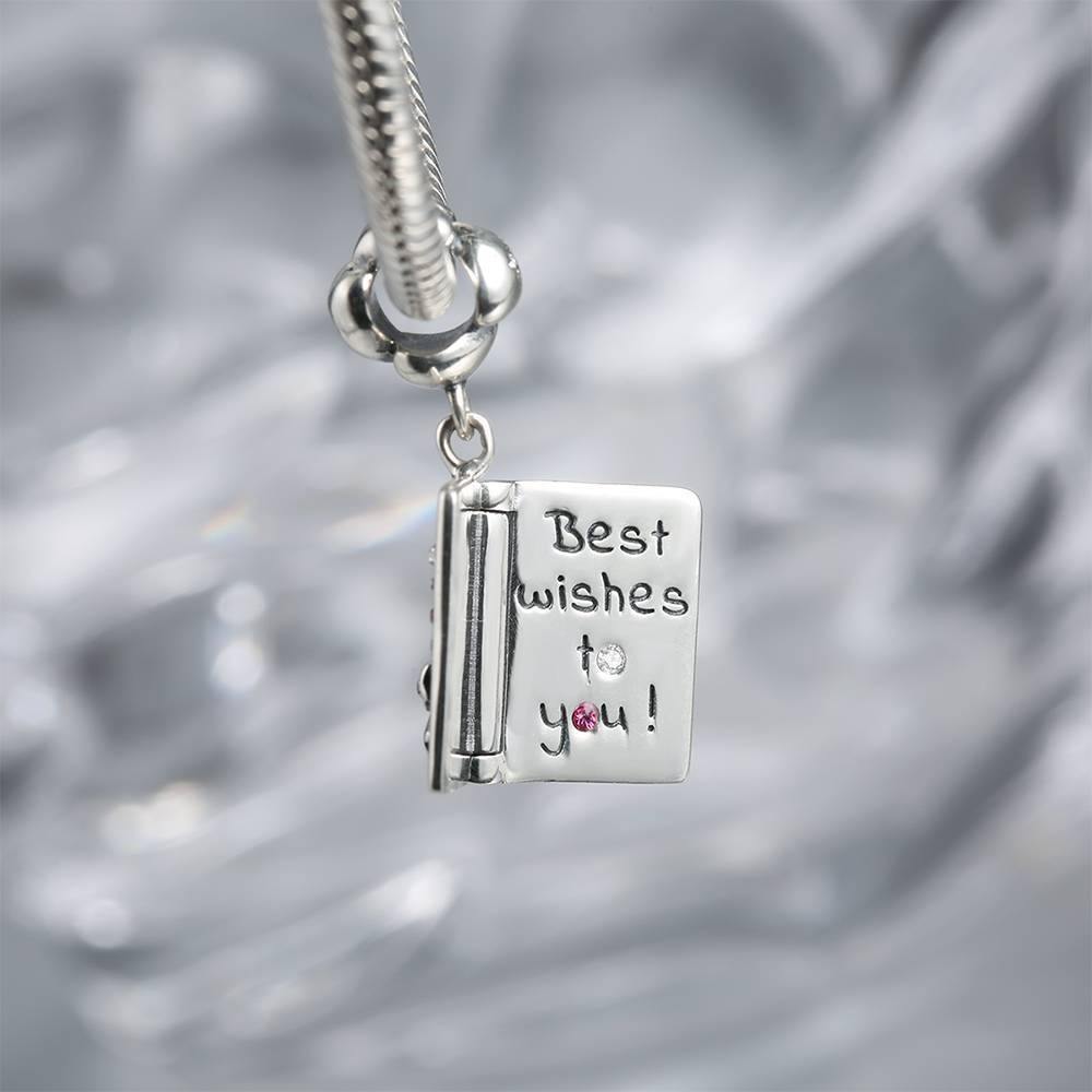 Blessing Greeting Card Charm Silver Swarovski Crystal -