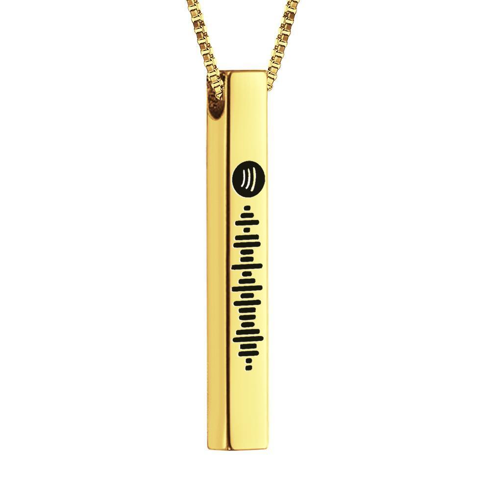 Scannable Spotify Code Necklace 3D Engraved Vertical Bar Necklace Gifts for Girlfriend Rose Gold - 