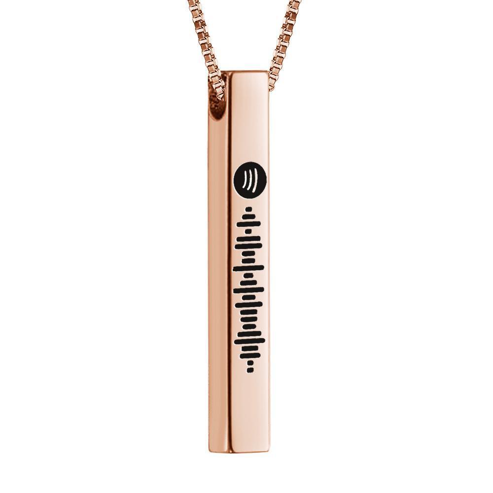 Scannable Spotify Code Necklace 3D Engraved Vertical Bar Necklace Gifts for Her -