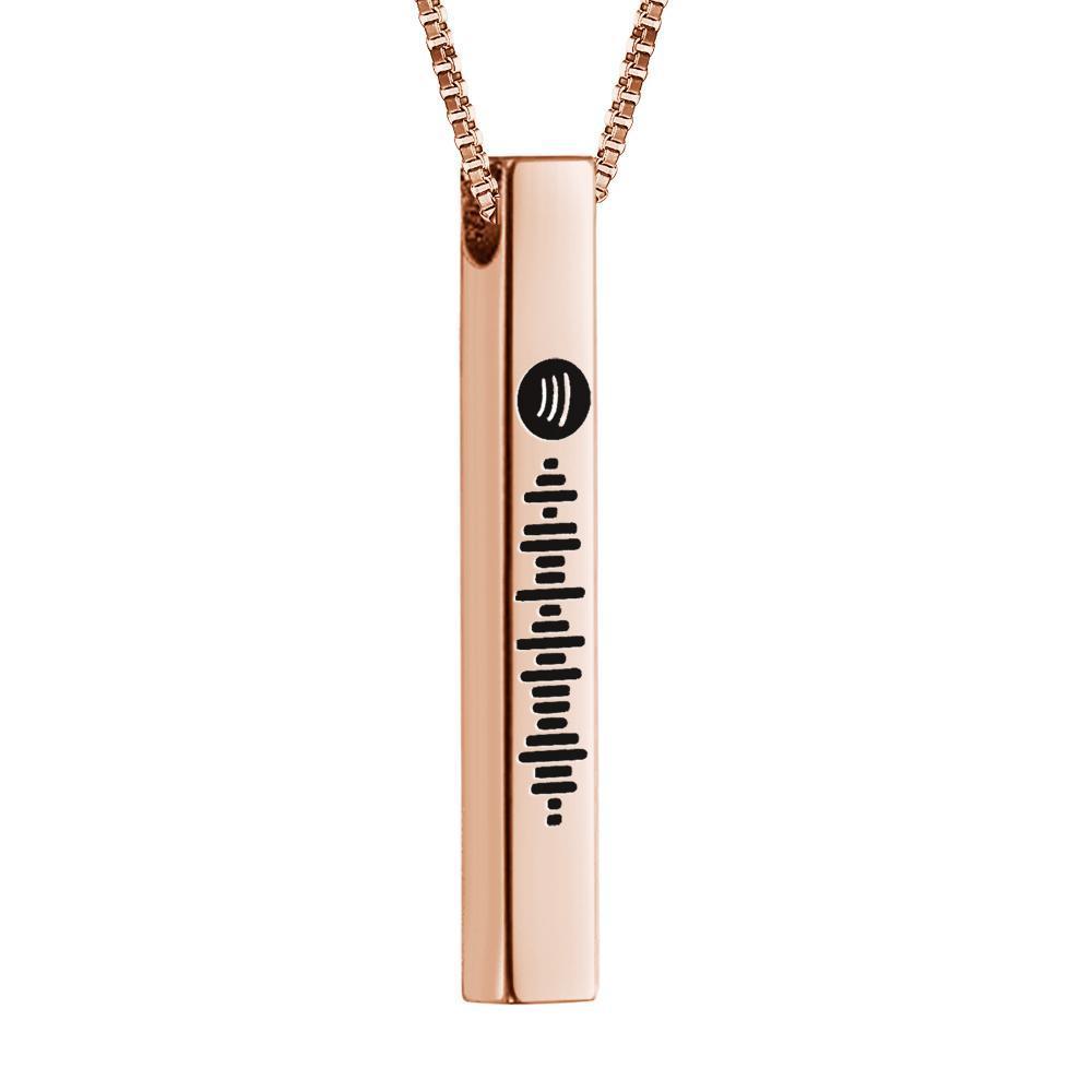 Scannable Spotify Code Necklace 3D Engraved Vertical Bar Necklace Gifts for Her - 