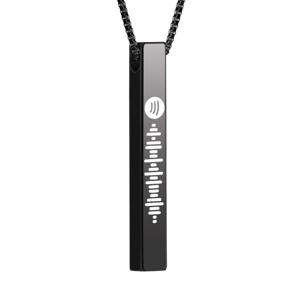 Scannable Spotify Code Necklace 3D Engraved Vertical Bar Necklace Gifts for Her - 