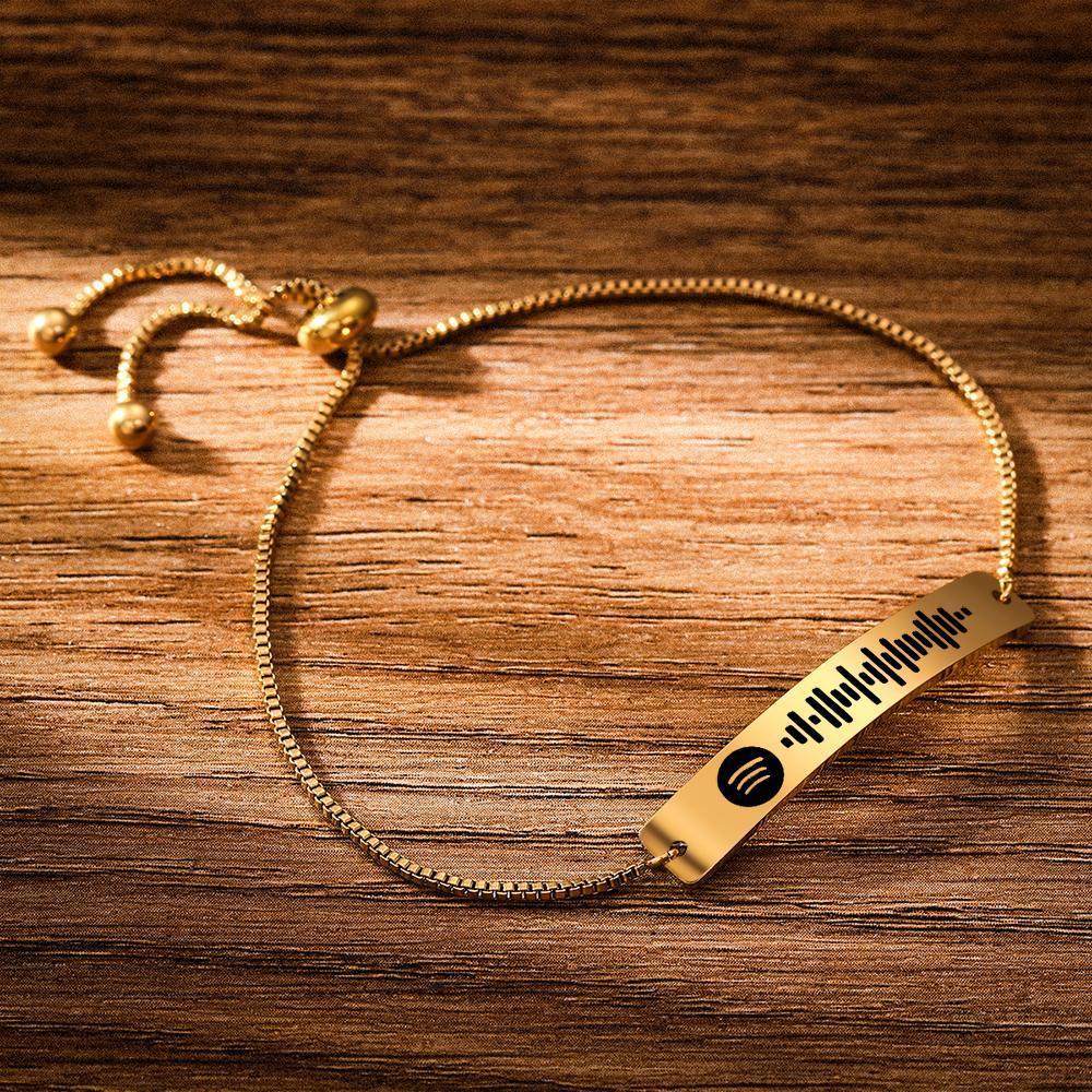 Scannable Spotify Code Bracelet Engraved Bar Bracelet Custom Music Song Bracelet Aurora Color Gifts for Her -