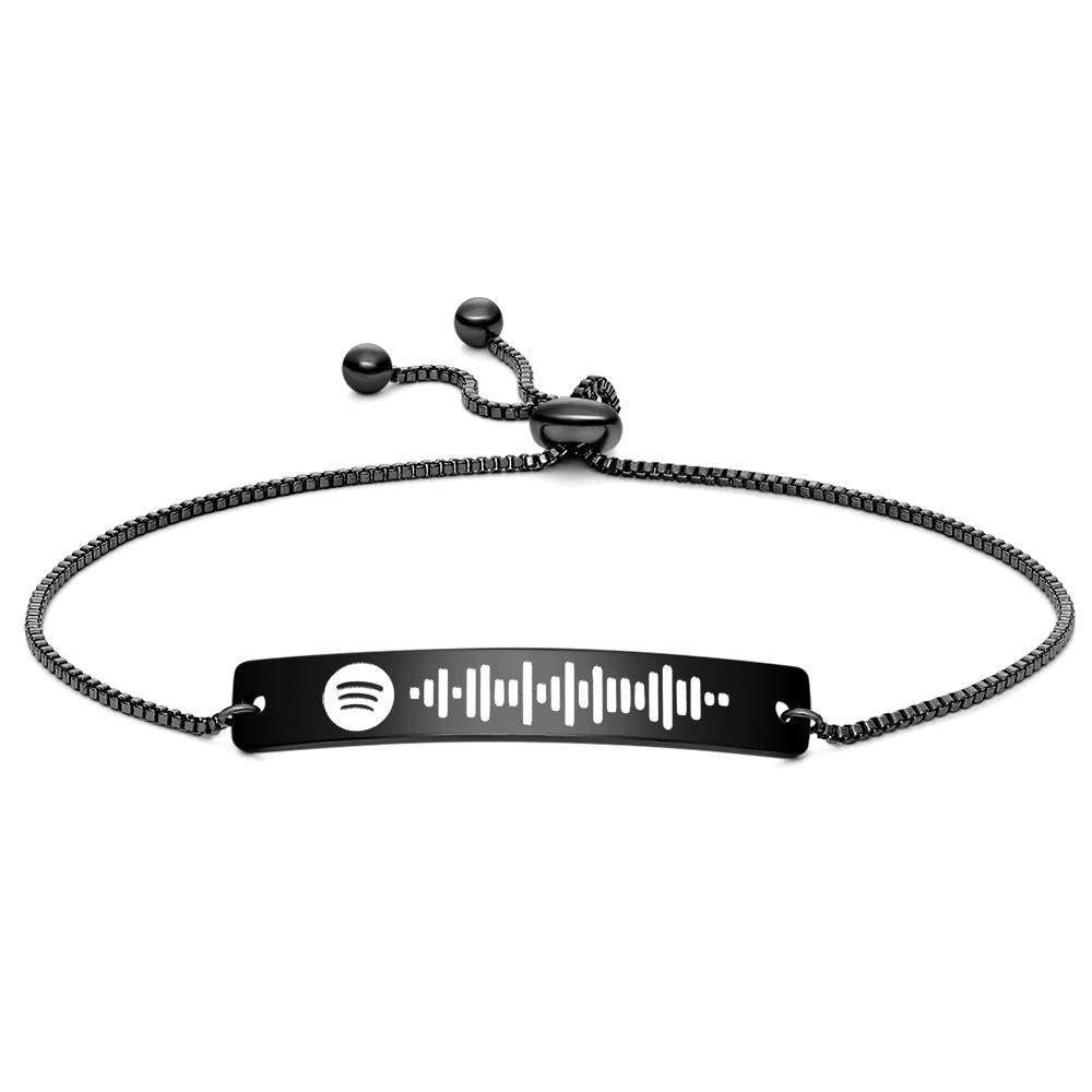 Scannable Spotify Code Bracelet Engraved Bar Bracelet Silver Color Gifts for Girlfriend - 