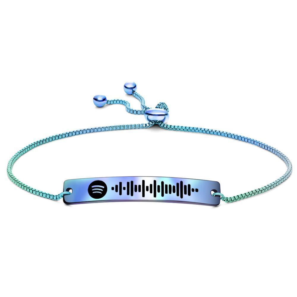 Scannable Spotify Code Bracelet Engraved Bar Bracelet Custom Music Song Bracelet Aurora Color Gifts for Her -