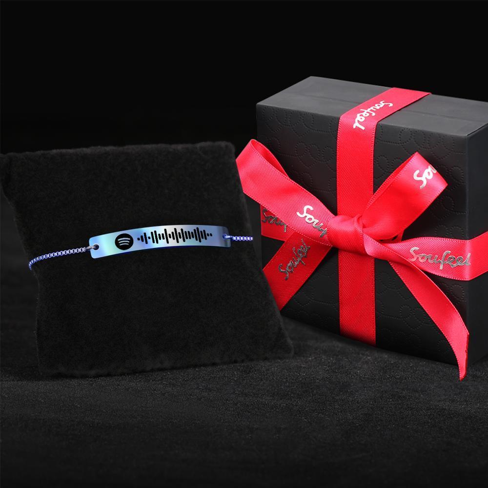 Scannable Spotify Code Bracelet Engraved Bar Bracelet Custom Music Song Bracelet Aurora Color Gifts for Her -