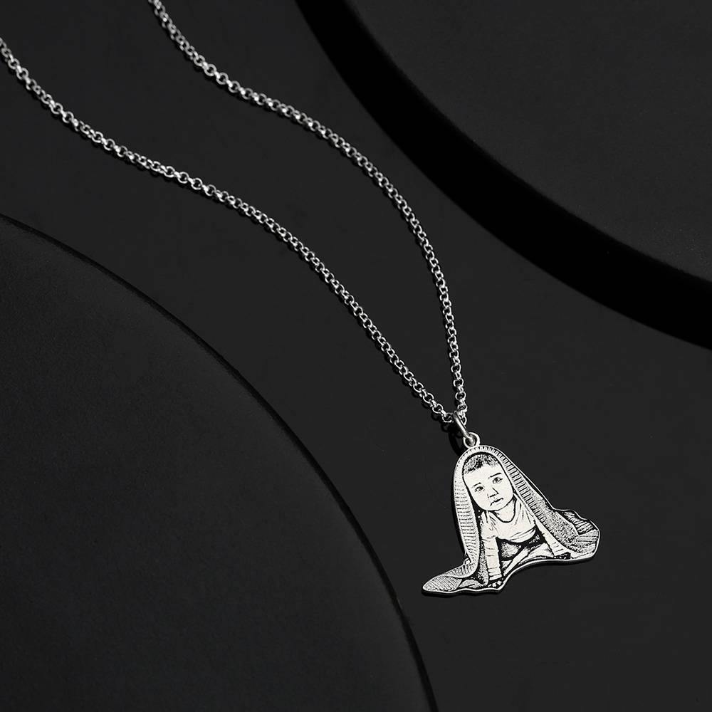 Women's Photo Engraved Tag Necklace Silver - 