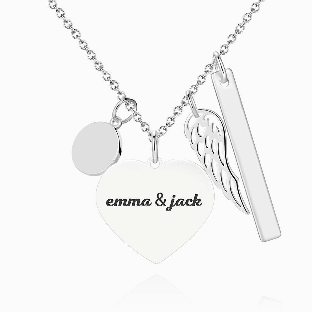 Women's Photo Engraved Tag Necklace with Engraving Silver - 
