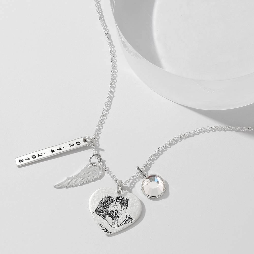 Women's Photo Engraved Tag Necklace with Engraving Silver - 