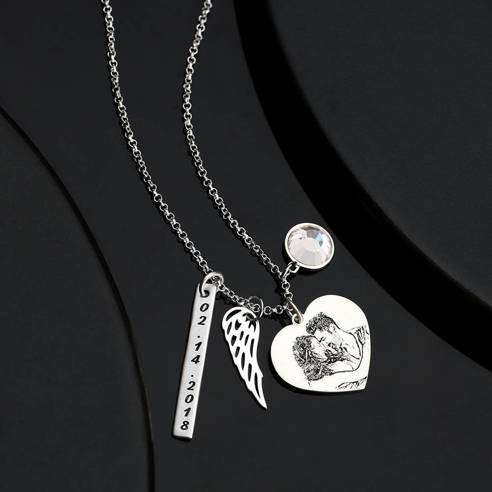 Women's Photo Engraved Tag Necklace with Engraving Silver -