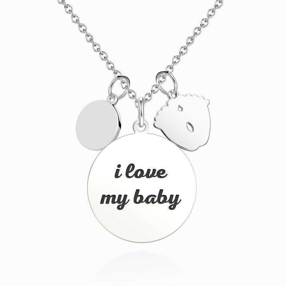 Women's Photo Engraved Tag Necklace with Engraving Silver - 