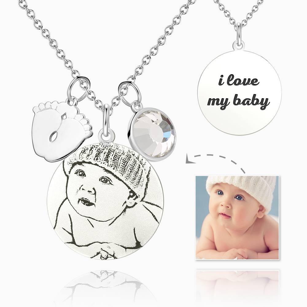 Women's Photo Engraved Tag Necklace with Engraving Silver - 