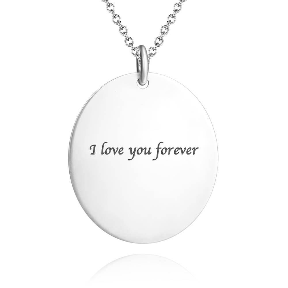 Oval Photo Engraved Tag Necklace with Engraving Silver - 