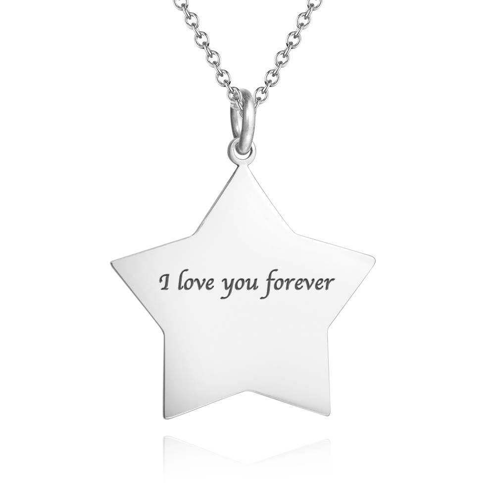Star Photo Engraved Tag Necklace with Engraving Silver - 