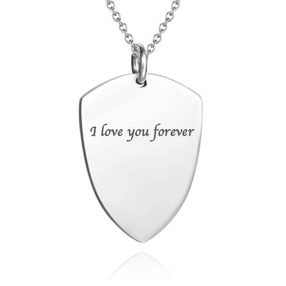 Shield Photo Engraved Tag Necklace with Engraving Silver - soufeelus