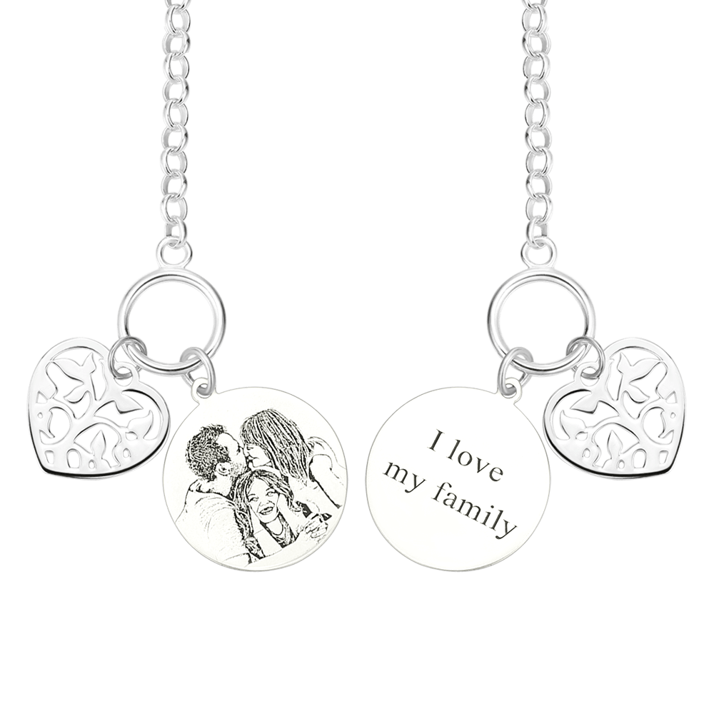 Women's Photo Engraved Tag Bracelet with Engraving Silver - 